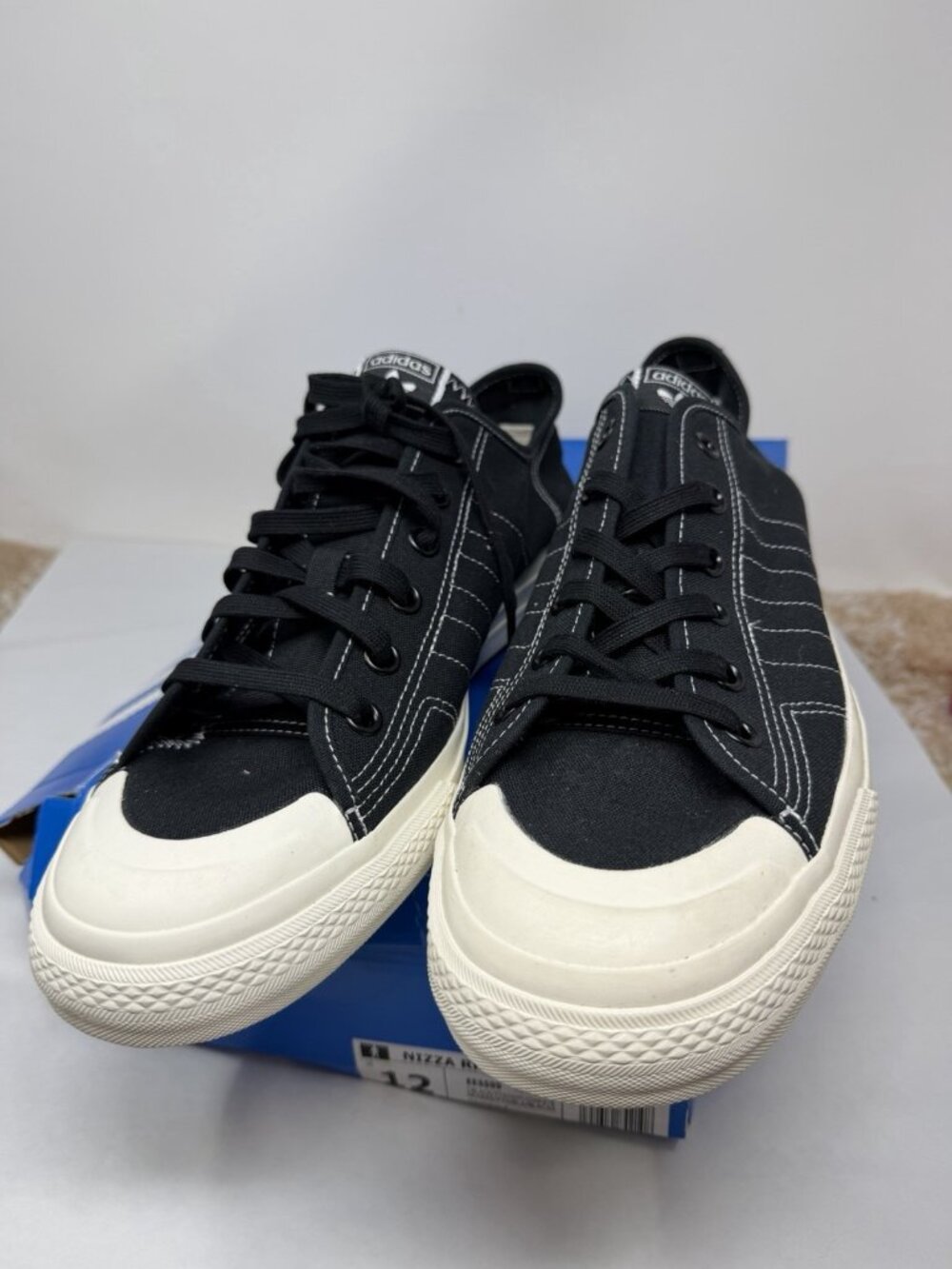Adidas Originals Nizza RF Mens Sneakers Black White Canvas EE5599 Size 12 - Picture 2 of 7